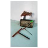 T handled Allen wrench set in metal stand