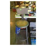 Industrial drafting stool with back rest