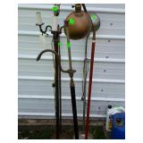 Group of 5 old floor lamps all metal based two of