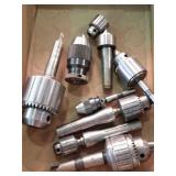 Nine various drill chucks