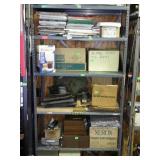 Contents of shelf lot, stereo equipment, reel to