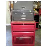 Tool box, gray top tool box with flip up top and