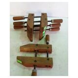 Group of four 4" Jorgensen carpenters wood clamps