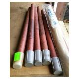 Group of five road safety flares, and roll of