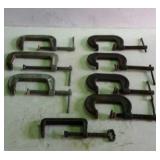 Group of eight "C" Clamps, about 3" size note the