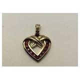 Ruby Gold over Sterling Silver Heart Pendant
