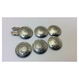 Set of 6 Sterling Silver Button Covers  No Mark