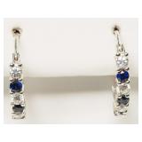 Sterling Silver Created Sapphire Earrings