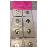 8 brilliant uncirculated Roosevelt dimes