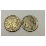 Two buffalo nickels