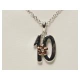 Sterling Silver Rhodium Plated (10) Diamond