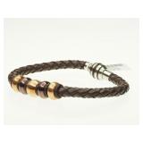 Stainless Steel Brown Leather Men