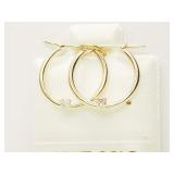 14K Yellow Gold Diamond Hoop Earrings