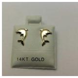 14K Yellow Gold Dolphin Earrings