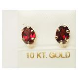 10K Yellow Gold Garnet Earrings