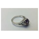 1ct amethyst 925 Sterling Victorian ring size 6