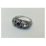 1ct blue sapphire 925 Sterling ring size 6