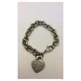 Tiffany & Co Sterling Silver Heart Charm Bracelet