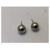 Sterling Silver Ball Earrings No mark Tests to be