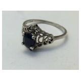 Sapphire Sterling Silver Ring Size 9 No Mark