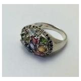 Multicolored Gemstone Sterling Silver Ring Size