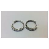 CZ Heart Sterling Silver Hoop Earrings