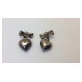 Heart Sterling Silver Dangle Earrings No Mark