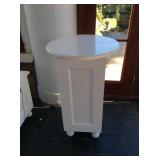 White ball footed plant stand, 24" dia.  by 38"