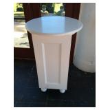White ball footed plant stand, 24" dia.  by 38"