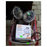 Tote with portable work light, heaters type that