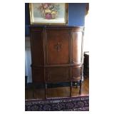 Walnut China Cabinet, rounded front, center door