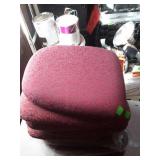 Group of eight burgundy Chiavari seat cushions,