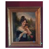 Decorator painting, Lady with puppy