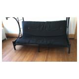 Black metal futon/bed with cushion seating and