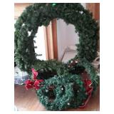 5 Christmas wreaths, large one is 4 foot, located
