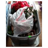Large storage tote with Christmas decor and
