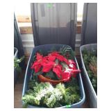 Large tote of Christmas garland and pointsettia