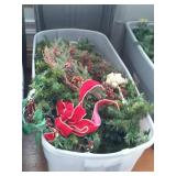 Large tote of Christmas wreaths and Garland,