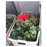 Large tote of Christmas garland and wreath,