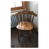 Single dining chair, with bow back arm design