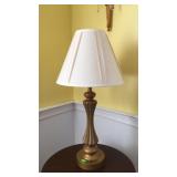 Gold tone lamp with fabric shade