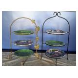 Two snack plate servers, having three Pinchware