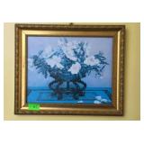 Small floral picture on board measures 10" x