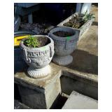 Pair of concrete urn style planters