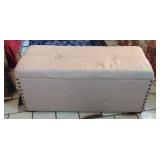 Storage Ottoman, upholstered with button trim h