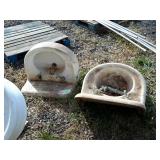Two enamal over cast iron vanity sinks