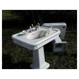 White porcelain pedestal sink 30"