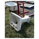 White porcelain pedestal sink 30"