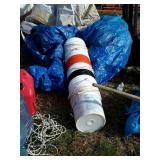 Group lot, empty 5 gallon buckets, poly tarp