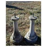 Two concrete bases 27" tall with conduit going
